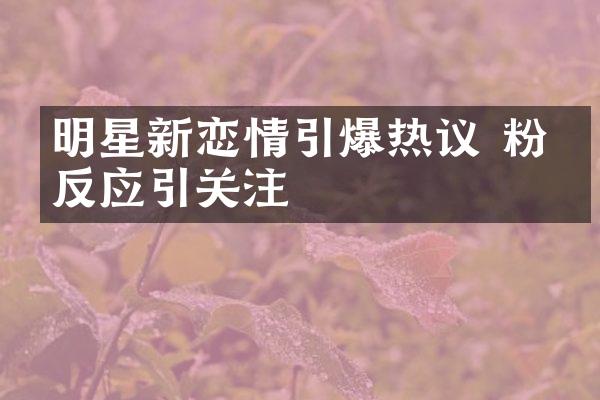 明星新恋情引爆热议 粉丝反应引关注