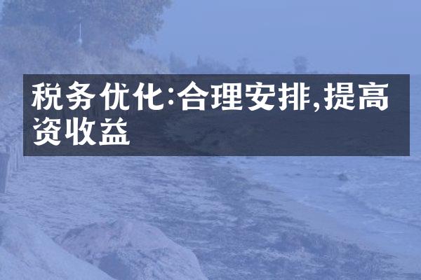 税务优化:合理安排,提高投资收益