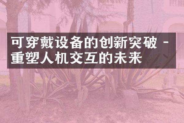 可穿戴设备的创新突破 - 重塑人机交互的未来