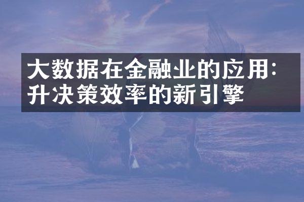 大数据在金融业的应用:提升决策效率的新引擎