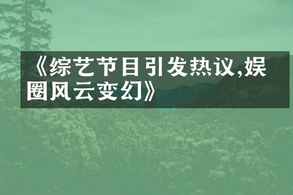 《综艺节目引发热议,娱乐圈风云变幻》