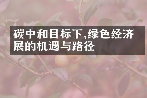 碳中和目标下,绿色经济发展的机遇与路径