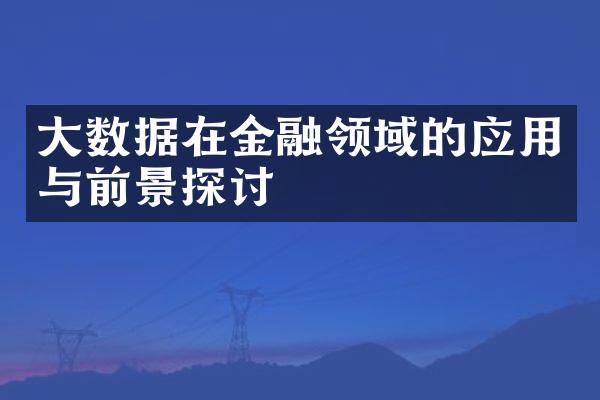 大数据在金融领域的应用与前景探讨