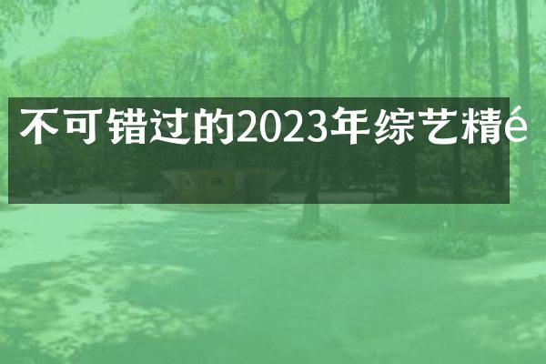 不可错过的2023年综艺精选