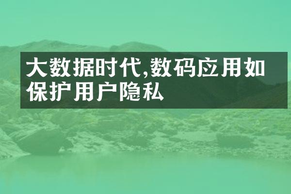 大数据时代,数码应用如何保护用户隐私