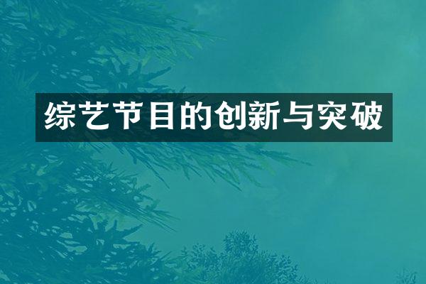 综艺节目的创新与突破