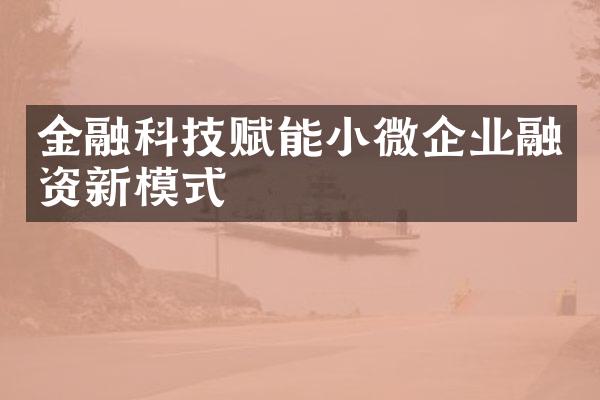 金融科技赋能小微企业融资新模式