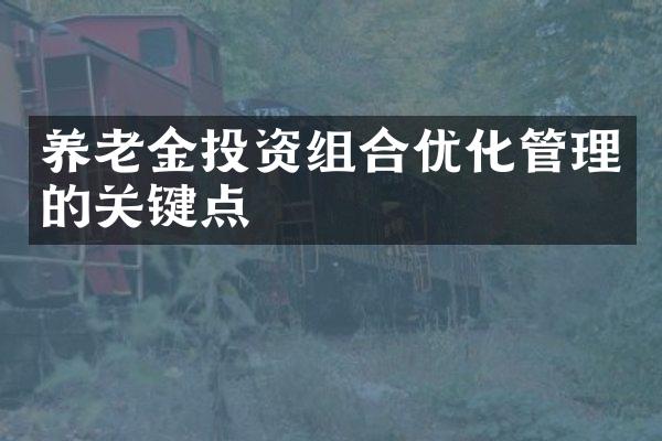 养老金投资组合优化管理的关键点