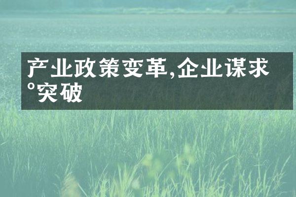 产业政策变革,企业谋求新突破