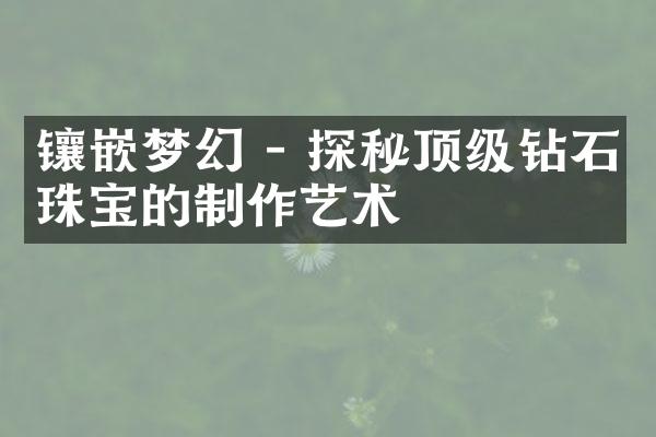 镶嵌梦幻 - 探秘顶级钻石珠宝的制作艺术