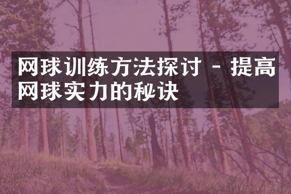 网球训练方法探讨 - 提高网球实力的秘诀