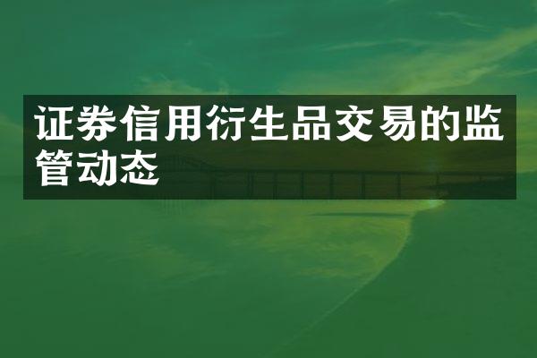 证券信用衍生品交易的监管动态