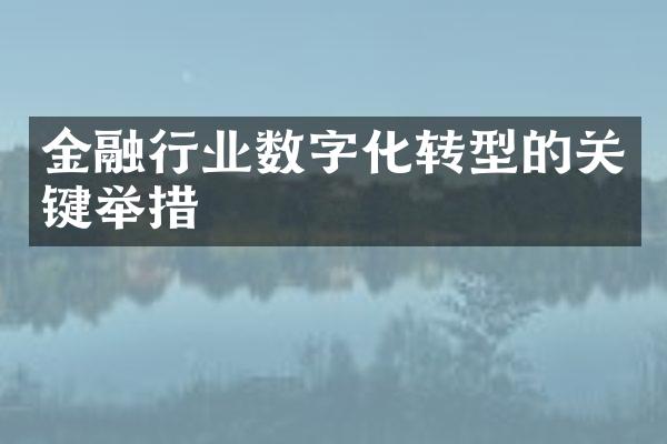 金融行业数字化转型的关键举措