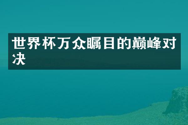 世界杯万众瞩目的巅峰对决