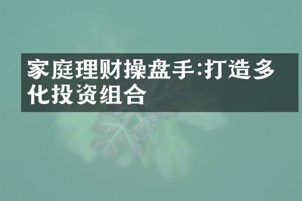 家庭理财操盘手:打造多元化投资组合