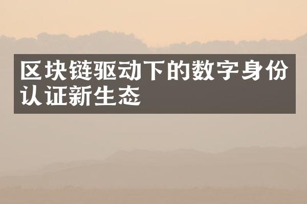 区块链驱动下的数字身份认证新生态