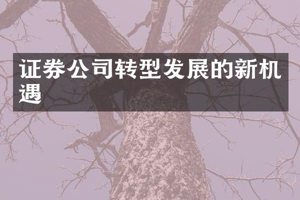 证券公司转型发展的新机遇