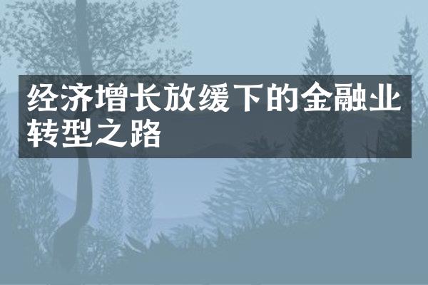 经济增长放缓下的金融业转型之路