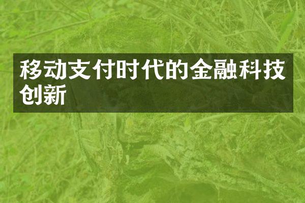 移动支付时代的金融科技创新