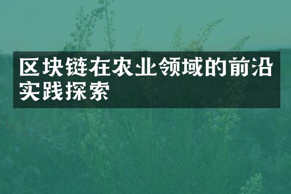 区块链在农业领域的前沿实践探索