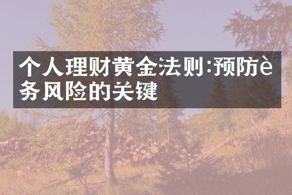 个人理财黄金法则:预防财务风险的关键