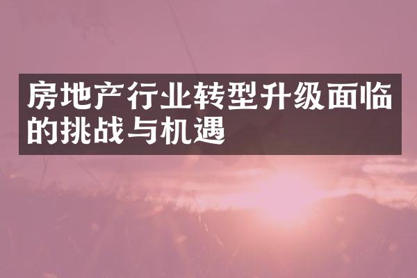 房地产行业转型升级面临的挑战与机遇