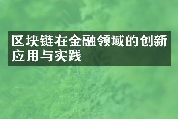 区块链在金融领域的创新应用与实践