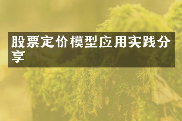 股票定价模型应用实践分享