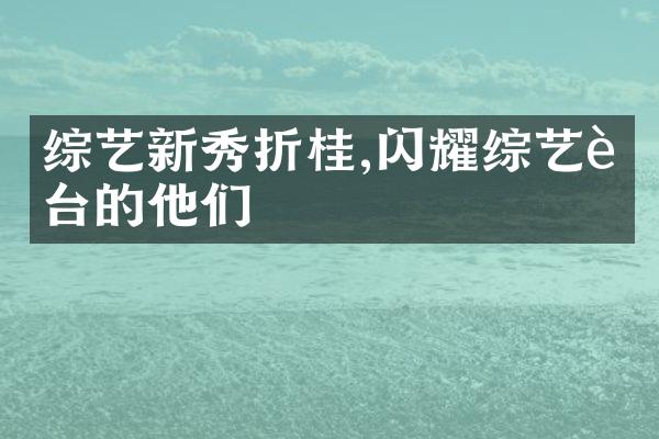 综艺新秀折桂,闪耀综艺舞台的他们