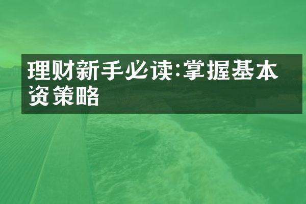 理财新手必读:掌握基本投资策略