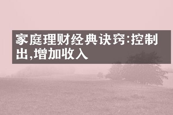 家庭理财经典诀窍:控制支出,增加收入