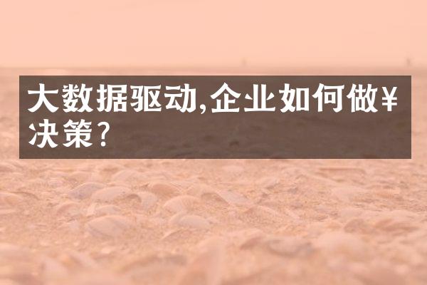 大数据驱动,企业如何做好决策?