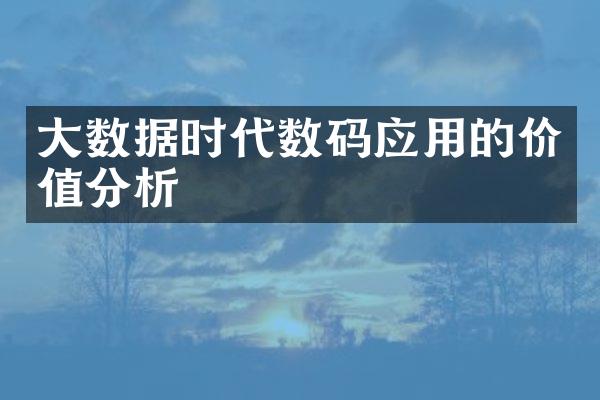 大数据时代数码应用的价值分析