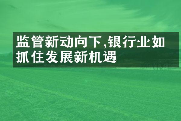 监管新动向下,银行业如何抓住发展新机遇