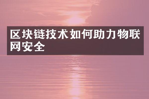 区块链技术如何助力物联网安全