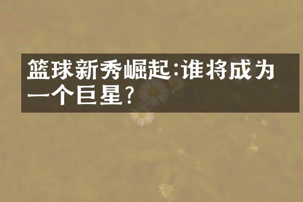 篮球新秀崛起:谁将成为下一个巨星?