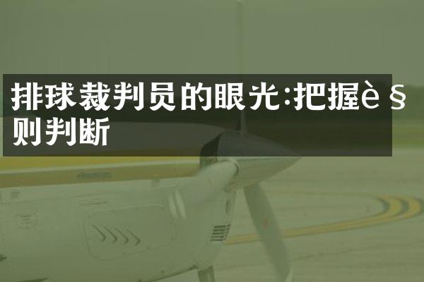 排球裁判员的眼光:把握规则判断