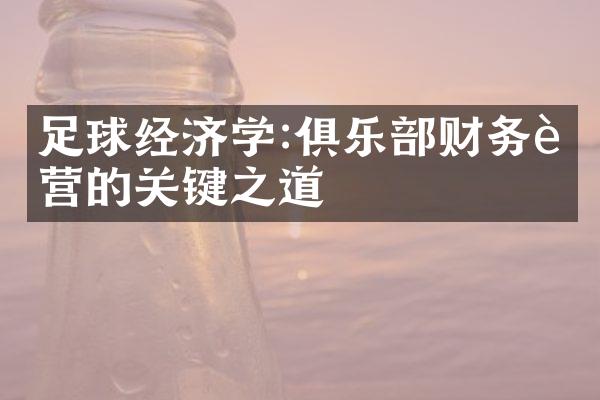 足球经济学:俱乐财务运营的关键之道