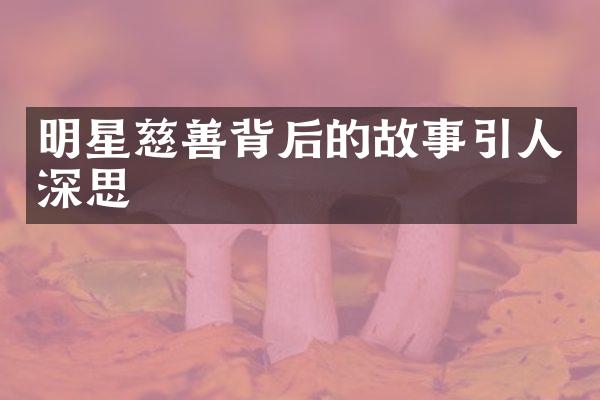 明星慈善背后的故事引人深思