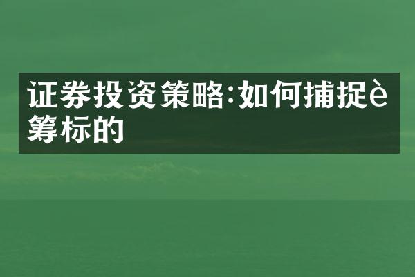 证券投资策略:如何捕捉蓝筹标的