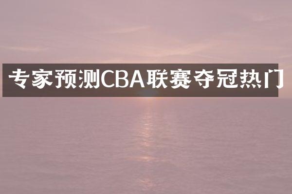 专家预测CBA联赛夺冠热门