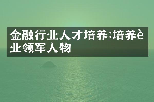 金融行业人才培养:培养行业领军人物