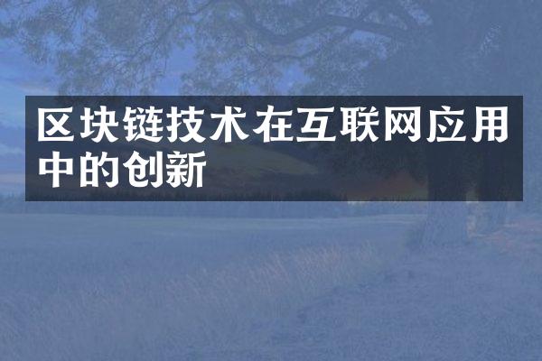 区块链技术在互联网应用中的创新