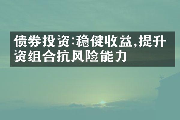 债券投资:稳健收益,提升投资组合抗风险能力