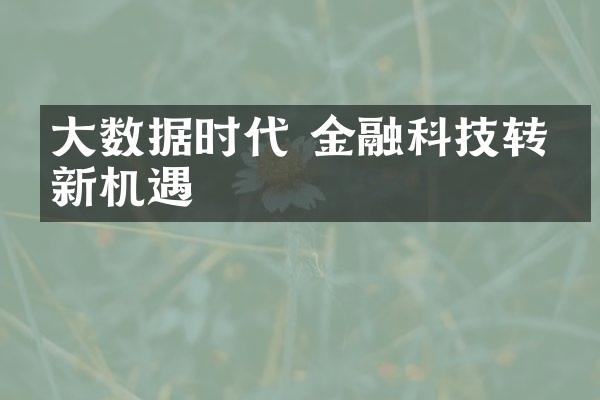 大数据时代 金融科技转型新机遇