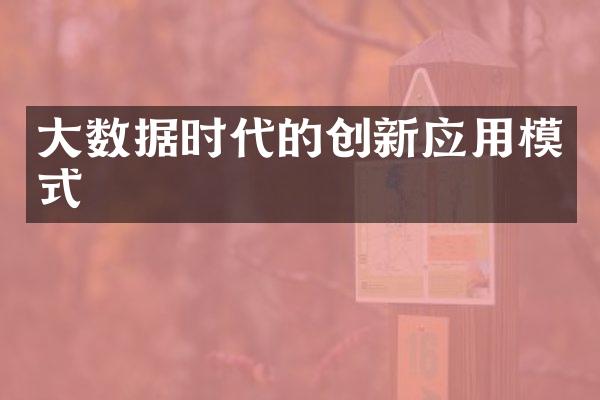 大数据时代的创新应用模式