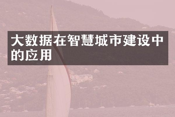 大数据在智慧城市建设中的应用