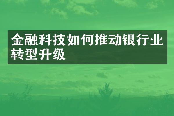 金融科技如何推动银行业转型升级