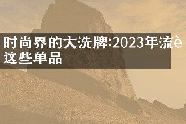 时尚界的大洗牌:2023年流行这些单品