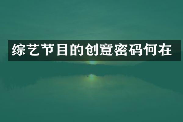 综艺节目的创意密码何在